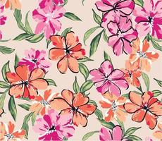 Floral pattern in hand drawn style for fashion, fabric and all prints on ecru background vector