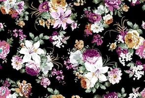 Floral pattern with roses and small flowers for classic tapestry, textiles and decoration with vintage flower design