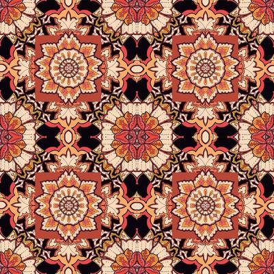 Pattern design with classic damask style elements for textiles and decoration. Surface pattern design for decoration and textiles