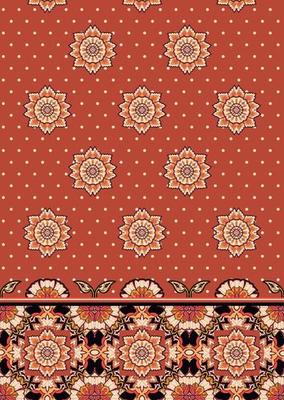 Border pattern design with classic damask style elements for textiles and decoration. Surface pattern for backgrounds, walls and fabrics