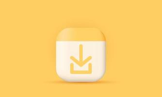 unique 3d style design icon Realistic download button on isolated on vector