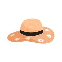 Wide brimmed straw summer hat with flowers vector