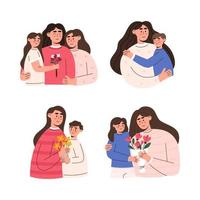 conjunto de familias sonrientes felices vector