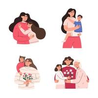 conjunto de familias sonrientes felices vector