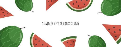 banner de diseño de fondo de verano colorido con sandías vector