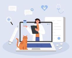 Veterinary doctor online consultation vector