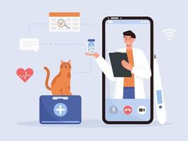 Veterinary doctor online consultation vector