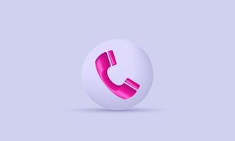 único icono 3d de teléfono blanco y rosa aislado en vector