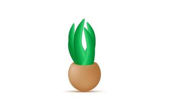 unique 3d flower plant leaves pot gardening icon isolated on vector