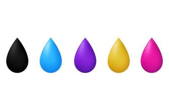 unique set 3d render colorful water drop icon isolated on vector