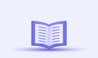 unique 3d open book diary white paper blank design icon isolated on vector