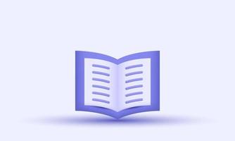 unique 3d open book diary white paper blank design icon isolated on vector