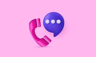 unique phone handset speech bubble 3d icon isolated on vector