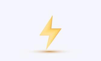 icono 3d realista único rayo de trueno amarillo flash de iluminación aislado en vector