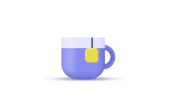 unique 3d realistic cup tea mug bag time breakfast isolated on vector