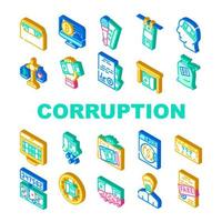 Corruption Problem Collection Icons Set Vector