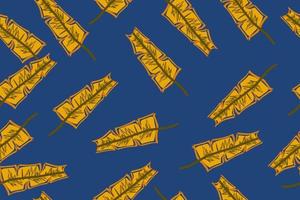 Seamless pattern of dried banana leaves in yellow color, tropical theme vector