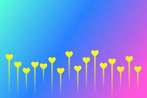 Modern color gradient background with yellow love and long lines vector