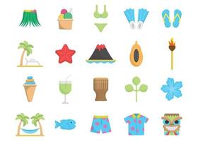 ilustración de vector de plantilla de diseño de conjunto de iconos de playa de verano