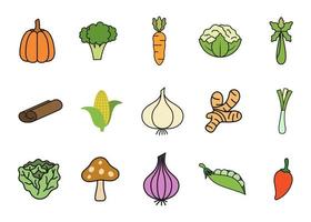ilustración de vector de plantilla de diseño de conjunto de iconos de verduras