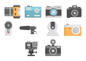 Camera photography icon set design template vector