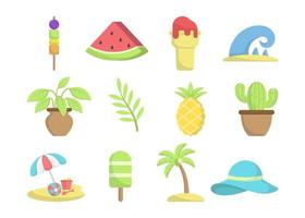 Beach summer icon set vector