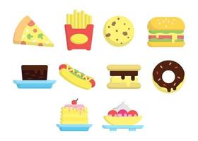 ilustración de conjunto de iconos de comida chatarra vector