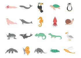 ilustración de vector de plantilla de diseño de conjunto de iconos de animales