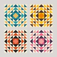 Retro geometric seamless pattern background set vector