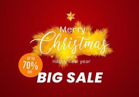 oferta especial de feliz navidad y promoción de venta con pancartas de fondo rojo vector