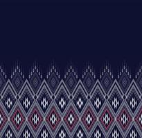 Geometric ethnic texture embroidery design with Dark Blue background design, skirt,carpet,wallpaper,clothing,wrapping,Batik,fabric,sheet white,yellow and pink triangle shapes Vector, illustration vector