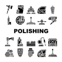 Car Polishing Tool Collection Icons Set Vector