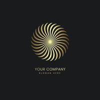 A Luxury Golden circle logo style, Abstract linear logo design. windmill logo symbol templte. circle propeller vector and illustration