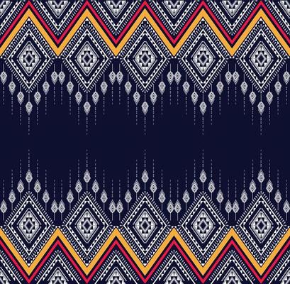 Geometric ethnic texture embroidery design with Dark Blue background design for costume, skirt,carpet,wallpaper,clothing,wrapping,Batik,fabric,sheet white triangle shapes Vector, illustration