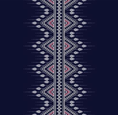 Geometric ethnic texture embroidery design with Dark Blue background or wallpaper and skirt,carpet,wallpaper,clothing,wrapping,Batik,fabric,sheet white triangle shapes Vector, illustration design