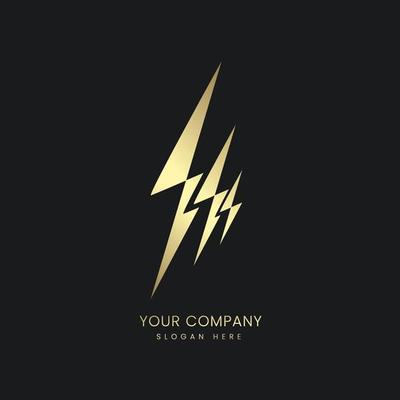 A Luxury Golden Electric Logo with abstract letter on on background, tunder bolt logo template design, vector illustration