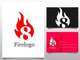 logotipo diseño de logotipo de fuego con número vector