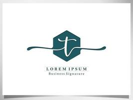 logo design icon for business signature, initial letter T isolated square in white background vector