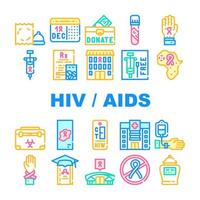 Hiv And Aids Disease Collection Icons Set Vector