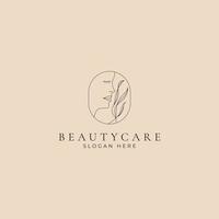 women with floral Beauty care logo design vector