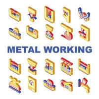 conjunto de iconos de colección de la industria de trabajo del metal vector