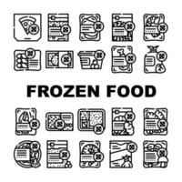 Frozen Food Storage Packaging Icons Set Vector