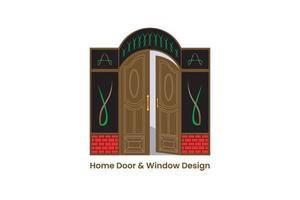 house door and window design concept illustration vector