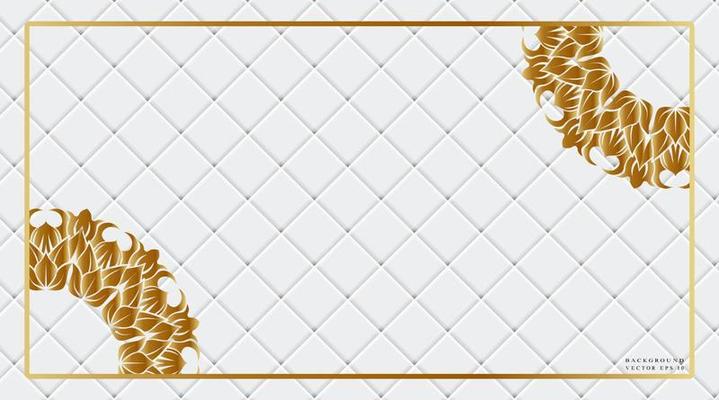 White background design  with gold border decoration