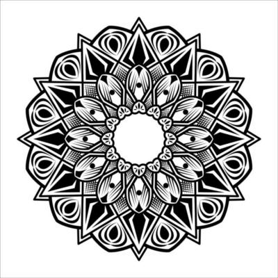 mandala vector  black and white  vintage ornament 03