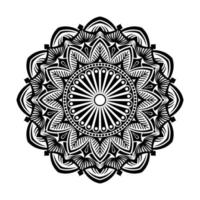 vector de mandala blanco y negro, adorno redondo