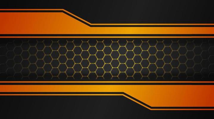 Abstract background, black and orange, with hexagonal pattern