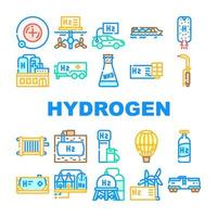 Hydrogen Energy Gas Collection Icons Set Vector