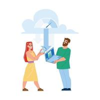 Man And Girl Downloading From Cloud Storage Vector