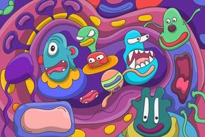 Colorful Scary Doodle Alien Monster vector